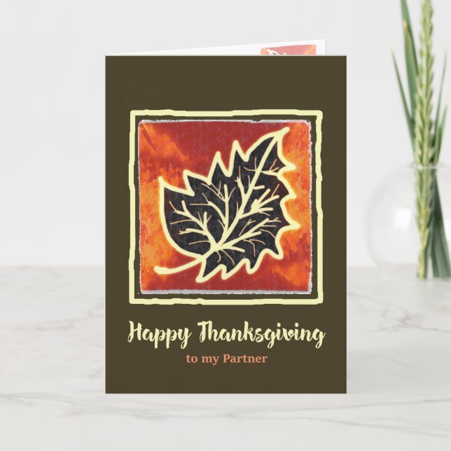 Carte de Thanksgiving feuille d'automne pour parte (Devant)
