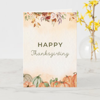 Carte de Thanksgiving Fleurie d'Automne et Citroui