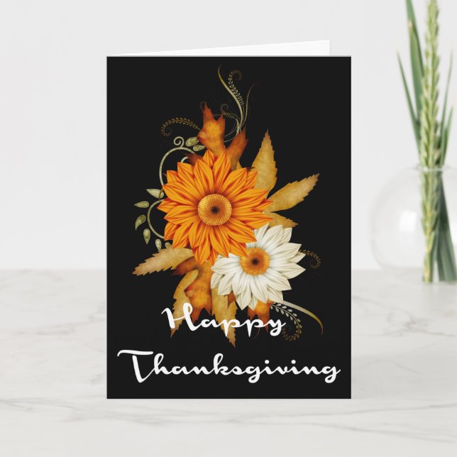 Carte de Thanksgiving Fleurs Élégantes d'Automne 8 (Devant)