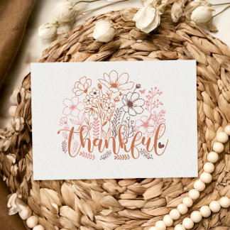 Carte de Thanksgiving florale bohème avec dessin r