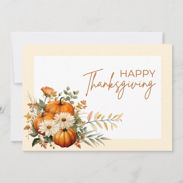Carte de Thanksgiving florale illustrative aquarel (Devant)
