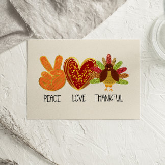 Carte de Thanksgiving Paillettes Amour Paix Reconn