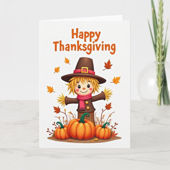 Carte de Thanksgiving Patch Citrouille Joyeuse (Devant)