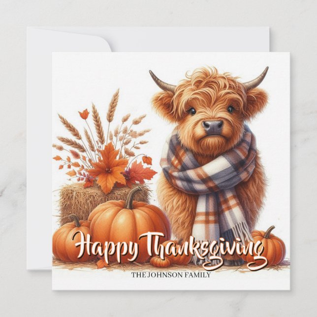 Carte de Thanksgiving personnalisée avec vaches de (Devant)