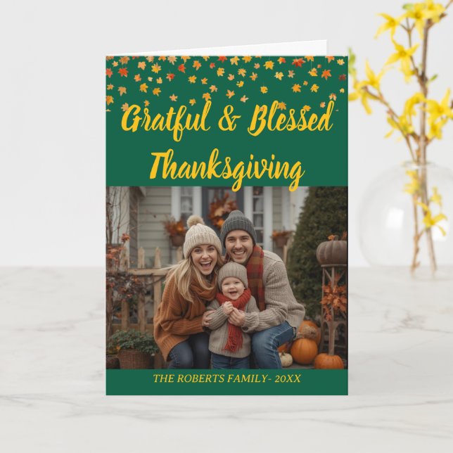 Carte de Thanksgiving pliée avec lettrage personna (Fleur jaune)