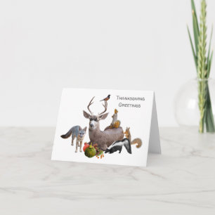 Carte de Thanksgiving pour les animaux de la forêt