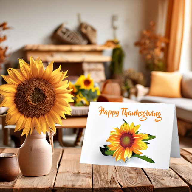 Carte de Thanksgiving tournesol aquarelle (Créateur téléchargé)