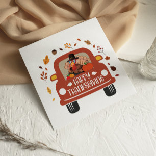 Carte de Thanksgiving Truck Turkey Cute Happy