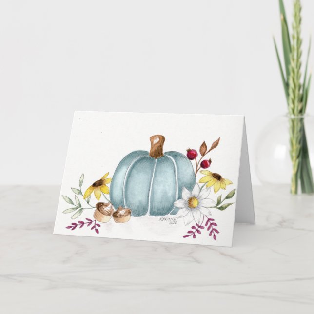 Carte de Thanksgiving vierge à motif de citrouille (Devant)