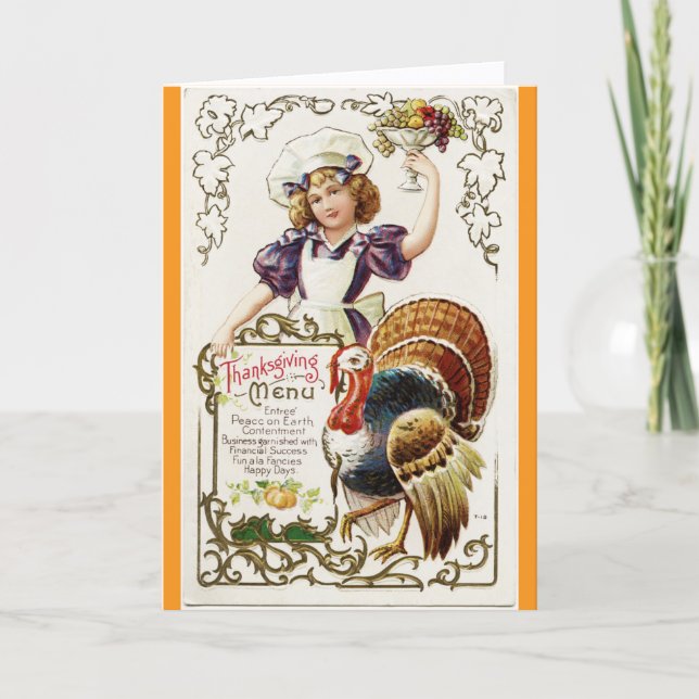 Carte de Thanksgiving vintage avec dinde (Devant)