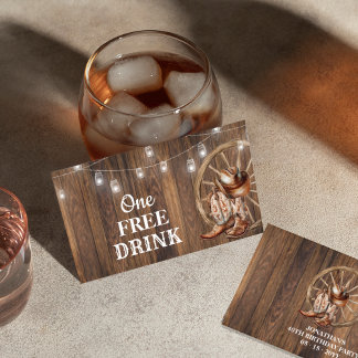 Carte de ticket de boisson gratuite d'anniversaire