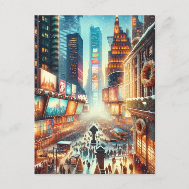 Carte de Times Square Hiver. Noël (Devant)