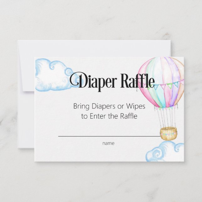 Carte de tirage au sort de couche rose montgolfièr (Devant)