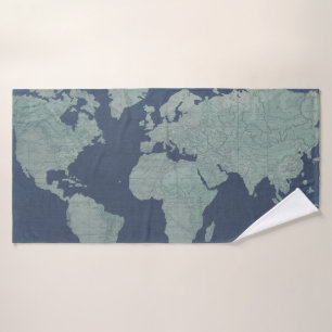 Carte de toile bleue du monde
