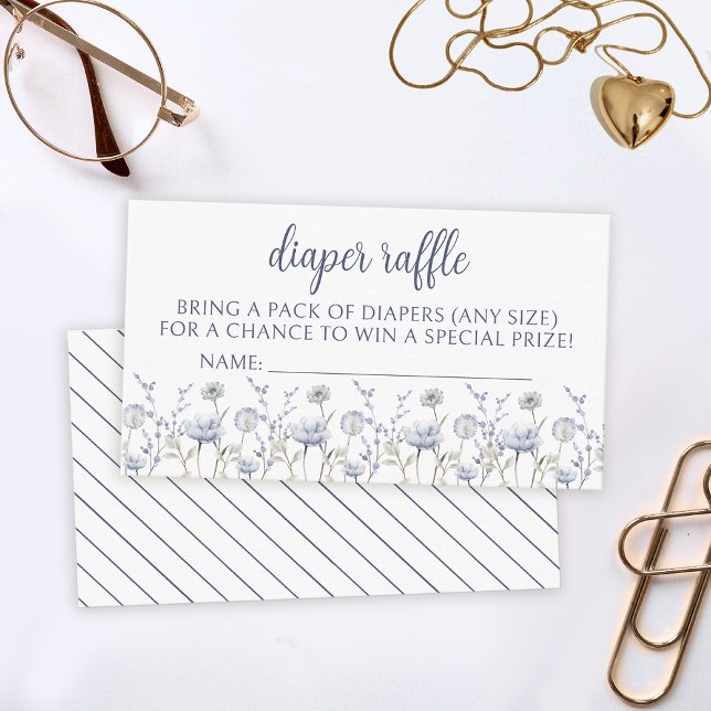 Carte de tombola baby shower fleur sauvage bleu (Créateur téléchargé)