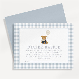 Carte de tombola couche Teddy Bear Gingham Bleu