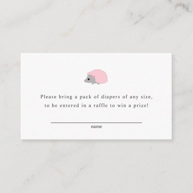 Carte de tombola de couche de hérisson pour baby s (Devant)