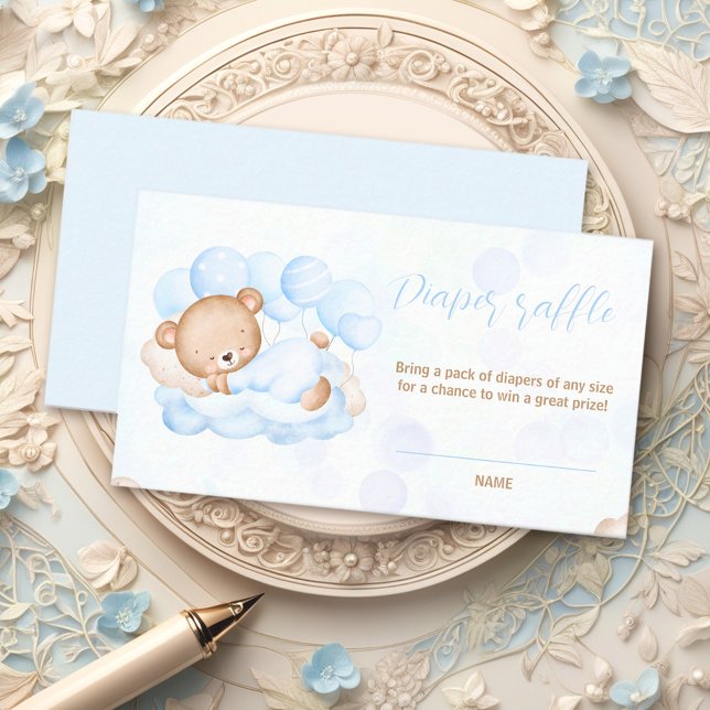 Carte de tombola de couche pour bébé garçon Baby S (Bearly Wait Baby Boy Shower Diaper Raffle Card)