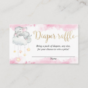Carte de tombola en or rose joli bébé éléphant