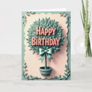 Carte de topiaire d'anniversaire douce