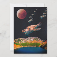 Carte de Tortues Surréalistes Volant dans l'Espace