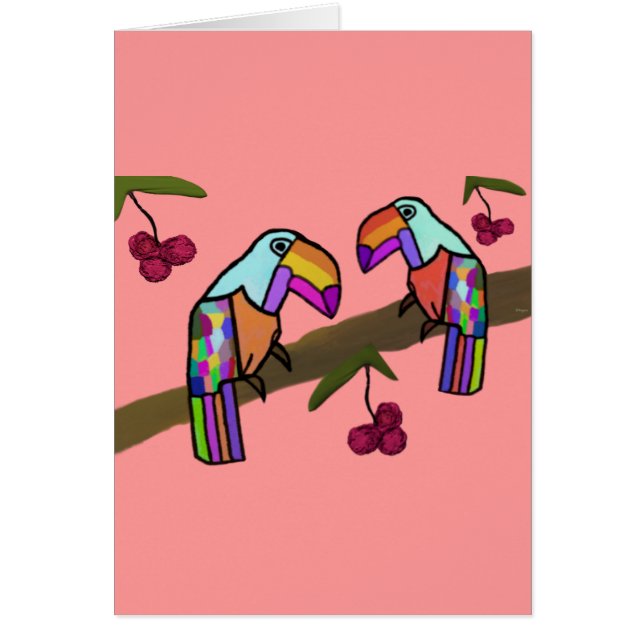 Carte de toucans et de baies (Devant)