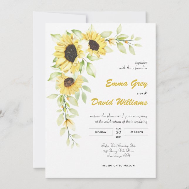 Carte de tournesol d'aquarelle (Devant)