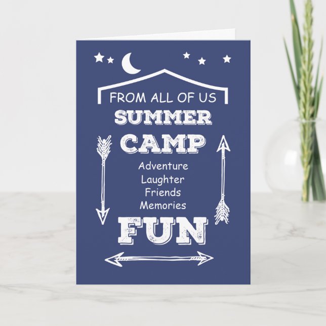 Carte De tous nous Camp Fun Marine Bleu, Penser à vous (Devant)