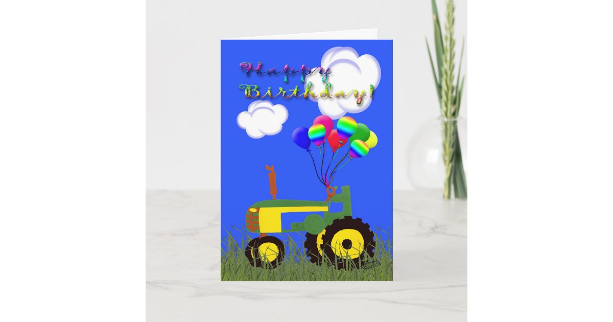 Carte de tracteur  de vert de joyeux  anniversaire  Zazzle fr