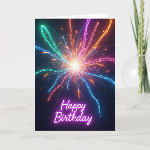 Carte de Trails de Lumière d'Anniversaire Radiante