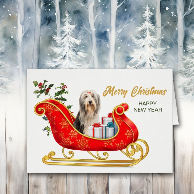 Carte de traîneau de Noël Collie Dog (Créateur téléchargé)