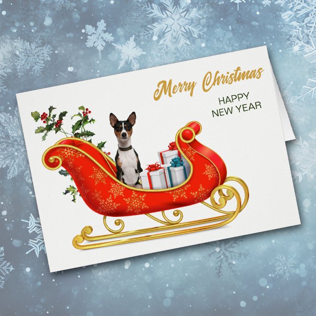 Carte de traîneau de Noël de chien Basenji (Créateur téléchargé)