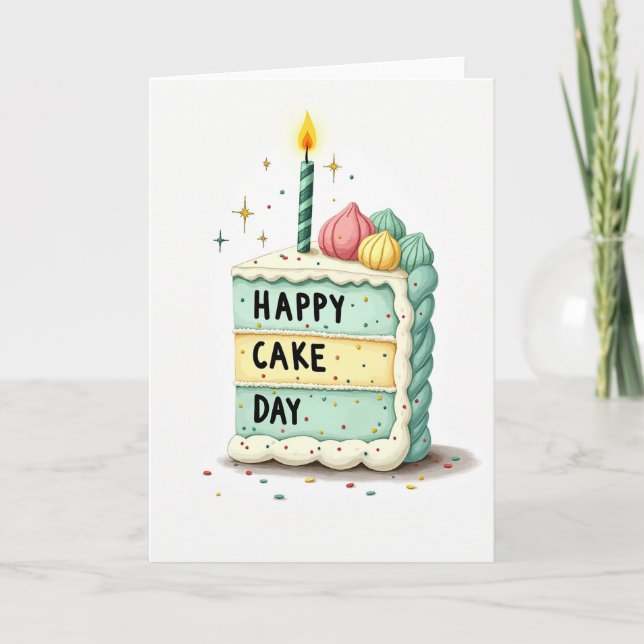 Carte de tranche de gâteau d'anniversaire fantaisi (Devant)