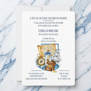 Carte de trésor Invitation d'anniversaire de batea