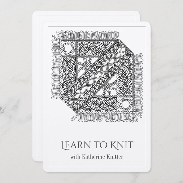 Carte de Tricot de classe KNIT CÂBLE BLANC (Devant / Derrière)