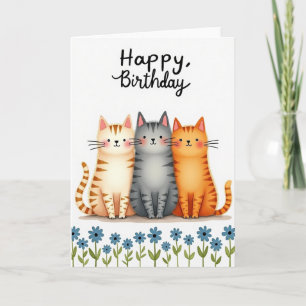 Carte de trio de chat mignon pour anniversaire