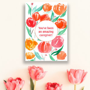 Carte de tulipes aquarelles pour remercier un aida