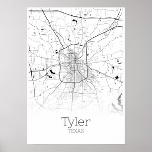 Carte de Tyler - Texas - Carte de ville Poster