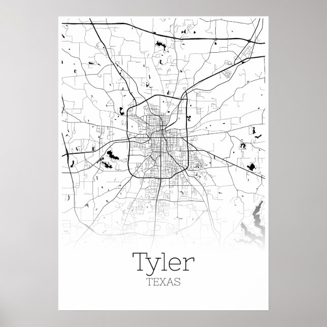 Carte de Tyler - Texas - Carte de ville Poster (Devant)