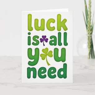 Carte de typographie Chance verte