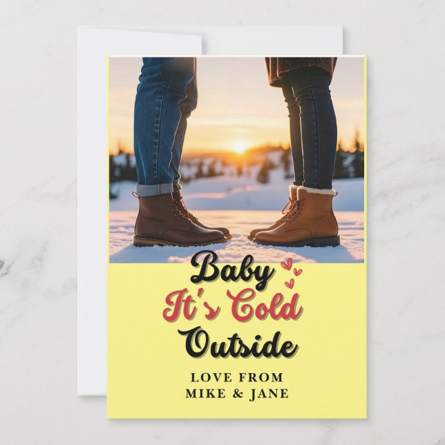 Carte de typographie cosy - "Baby It's Cold Outsid (Devant)