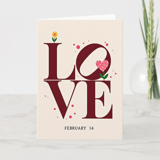 Carte de typographie d'amour sincère (Devant)
