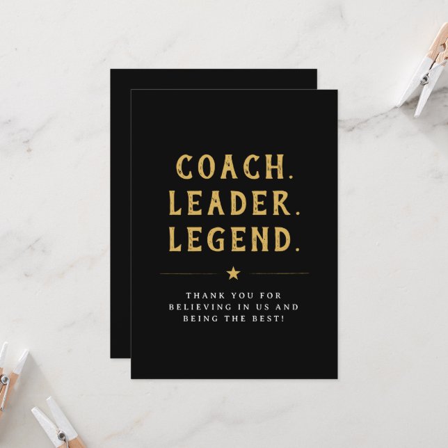 Carte de typographie or Coach Leader Legend (Devant/Arrière en situation)