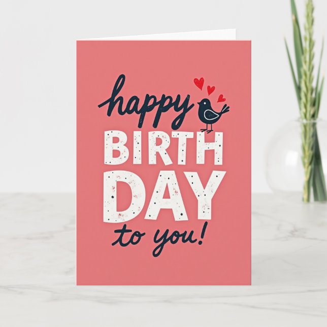 Carte de typographie rose joyeuse (Devant)