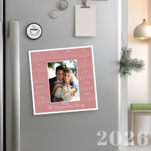 Carte de vacances 2026 Pink Photo Magnetic Calenda