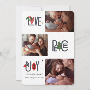 Carte de vacances 3 photos Amour, Paix & Joie