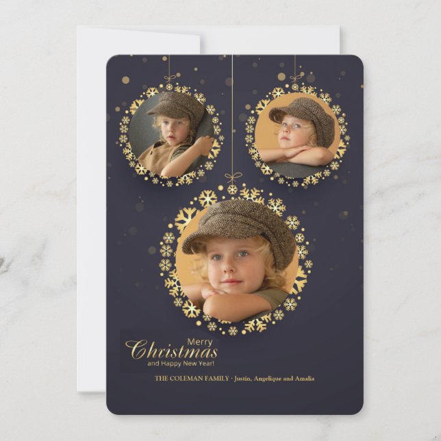 Carte de vacances 3 photos d'ornements suspendus (Devant)