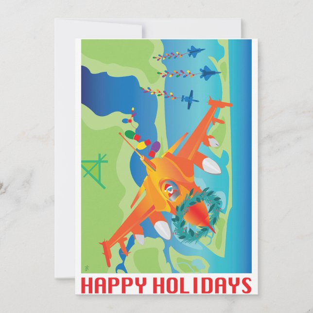 Carte de vacances 4 avions de combat militaires (Devant)