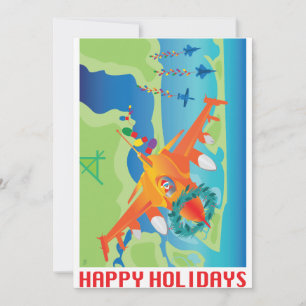 Carte de vacances 4 avions de combat militaires