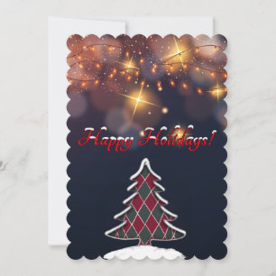 Carte de vacances À damiers Noël Arbre plat